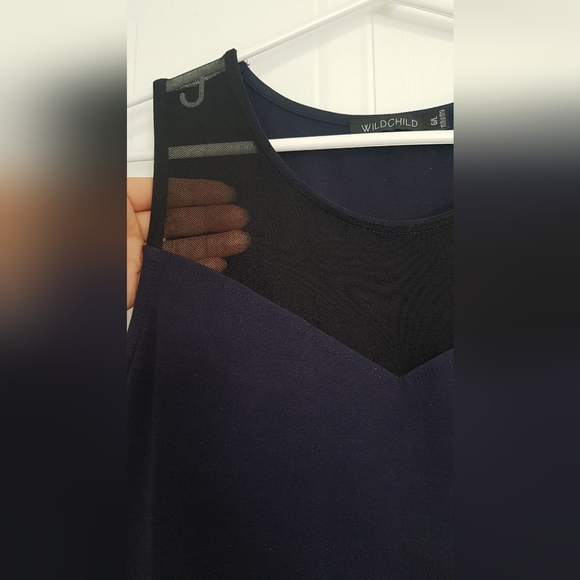 Navy and black mesh skater dress - Picture 3 of 5